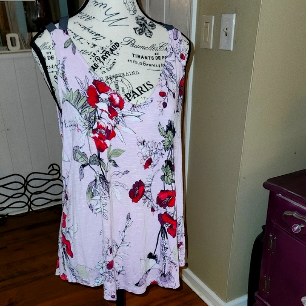 3/$20 Maurices Floral Pink and Purple Tank Top